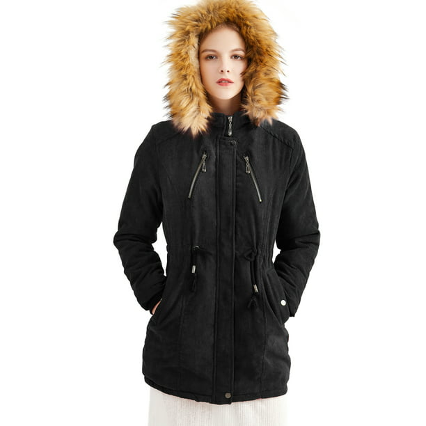 Men Winter Warm Slim Fit Jacket Fleece Linning Fur Parka Trench Coat Outwear